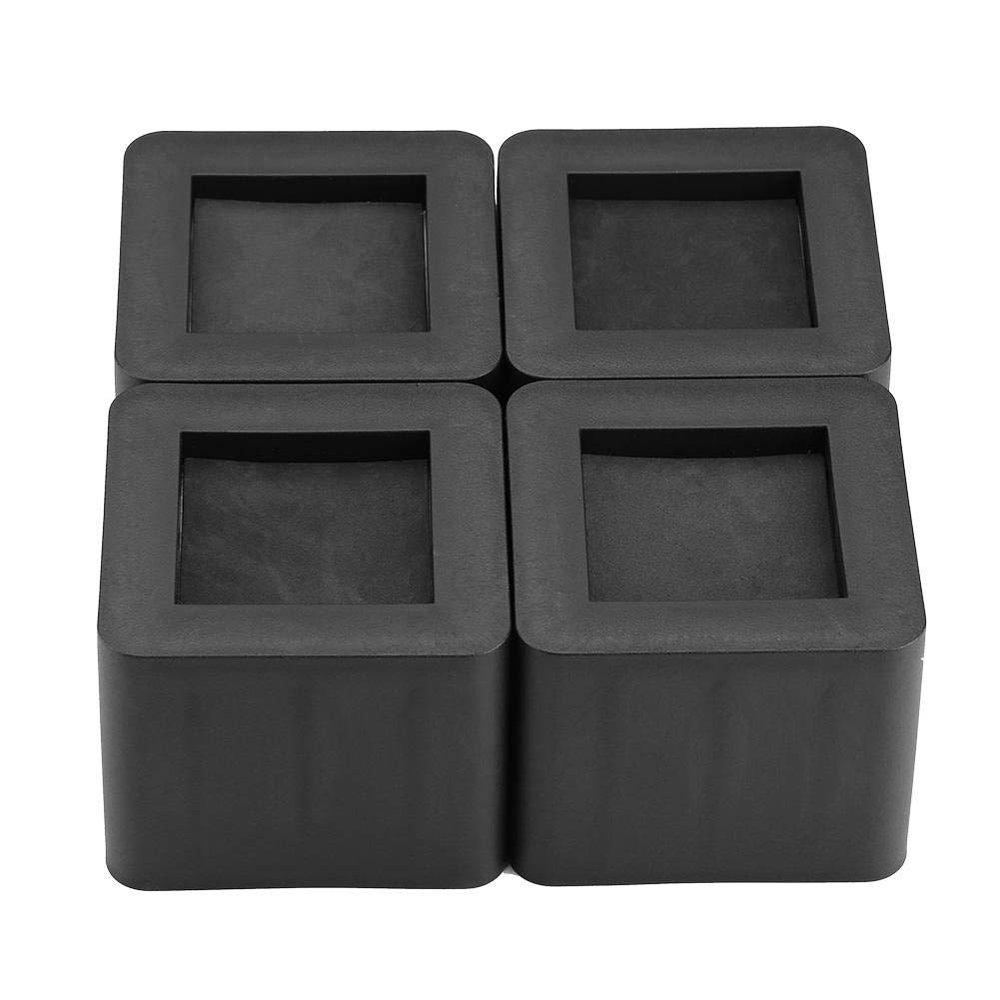 PZLVAME 4 Pack Bed Risers 3 Inch Heavy Duty Elephant Feet Chair Raiser Square Bed and Furniture Risers Lift Sofa Table Chairs Leg Risers for Table Desk Bed Sofa Black Color