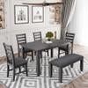 Ball & Cast 6 Piece Dining Table Set with 4 Upholstered Chairs and 1 Bench,Wooden Living Room Furniture W/ 60" Rectangle Kitchen Desk,for Restaurant,Home Bistro,Gray view 1