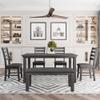 Ball & Cast 6 Piece Dining Table Set with 4 Upholstered Chairs and 1 Bench,Wooden Living Room Furniture W/ 60" Rectangle Kitchen Desk,for Restaurant,Home Bistro,Gray view 2