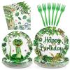 96 Pcs Snake Birthday Party Supplies Reptile Jungle Swamp Snake Plates and Napkins Tableware Sets Reptile Party Decorations Favors for Kids Camping Alligator Wilderness Wildlife Theme Decor,Serves 24 view 1