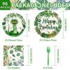 96 Pcs Snake Birthday Party Supplies Reptile Jungle Swamp Snake Plates and Napkins Tableware Sets Reptile Party Decorations Favors for Kids Camping Alligator Wilderness Wildlife Theme Decor,Serves 24 view 2