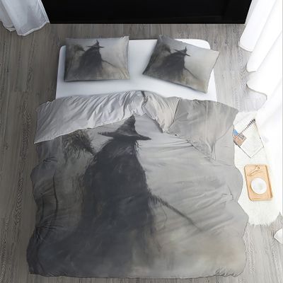 TANCAPRIUM Halloween Bedding King Size, Witchy Duvet Cover Set & Bedroom Decor, Cozy Soft Breathable Microfiber, 2 Pillow Shams, with Zip Closure & Corner Ties, No Comforter