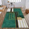 2x4 Runner Rug Luxurious Black Gold Geometric Line Rugs for Entryway, Emerald Green Marble Washable Kitchen Rugs Soft Non Slip Anti Fatigue for Sink Laundry Indoor Hallways view 2