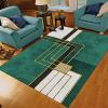 2x4 Runner Rug Luxurious Black Gold Geometric Line Rugs for Entryway, Emerald Green Marble Washable Kitchen Rugs Soft Non Slip Anti Fatigue for Sink Laundry Indoor Hallways view 3