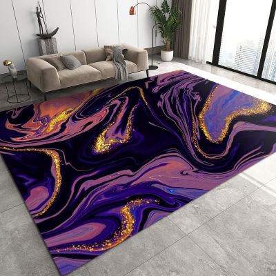 3x4 Rugs for Entryway Modern Purple Marble Low Pile Area Rug, Luxury Gilded Watercolor Fluid Art Doodle Kids Bedroom Rug Soft for Coffee Shop Living Room Under Table Game Room