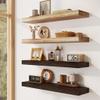 Solid Wood Floating Shelves for Wall 48"W x 8"D x 1.56"H Set of 2, Deep Wall Shelves for Living Room Bedroom Bathroom Kitchen Decor Storage with Invisible Heavy-Duty Metal Bracket, Carbonized Black view 2