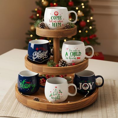 Didaey 6 Pcs Religious Nativity Scene Mugs Set - Ceramic Christian Jesus Birth Tea Cups with Handle, 11 Oz, Hot Chocolate Xmas Gift