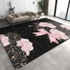 3x4 Rugs for Entryway Pink Rose Flower Low Pile Area Rug, Black Gold Bow Romantic Plant Kids Bedroom Rug Soft for Coffee Shop Living Room Under Table Game Room view 1