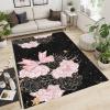 3x4 Rugs for Entryway Pink Rose Flower Low Pile Area Rug, Black Gold Bow Romantic Plant Kids Bedroom Rug Soft for Coffee Shop Living Room Under Table Game Room view 2