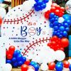 Baseball Theme Baby Shower Backdrop Decorations Gender Reveal Party Decals Baby Boy Sign Balloon Arch Decal Baby Shower Party Stickers is A Little Slugger in On The Way Backdrop Decals view 1