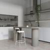 KWOKING Wood Top Double Pedestal Dining Table Bar Table for Island -Without Chairs Solid Wood Island Dining Table Kitchen Bar Table Living Room Wall Partition High Table Grey 47.2"L x 23.6"W x 29.5"H view 4