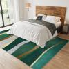 4x6 Modern Fashion Decor Area Rugs, Light Luxury Emerald Green Gray Gold Wavy Stripes Area Rug, Anti-Slip Foldable Low Pile Washable Mat for Living Room Bedroom Entryway Hallway Office Apartment view 3