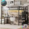 Heavy Duty Metal Loft Bed with Twin XL Size, Desk, Wardrobe & Storage Stairs, LED Charging Station, Space Saving for Kids, Teens & Adults - Black view 1