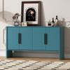 59''L Sideboard Storage Cabinet, Retro 4-Door Large Storage Cabinet with Adjustable Shelves and Long Handles, Wooden Accent Cabinet for Kitchen, Dining Room and Living Room (Antique Blue,105) view 1