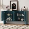 59''L Sideboard Storage Cabinet, Retro 4-Door Large Storage Cabinet with Adjustable Shelves and Long Handles, Wooden Accent Cabinet for Kitchen, Dining Room and Living Room (Antique Blue,105) view 3