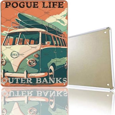 Outer Banks Metal Sign, Beach Art Wall Decor for House, Kitchen, Garden, Porch, Backyard, Bedroom, Vintage Metal Tin Plaque Poster, Summer Beach Party Gift, Weatherproof, Pre-Drilled Holes, 12x8 inch