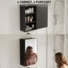 eclife 24" Bathroom Medicine Cabinet W/Mirror, Single Door Bathroom Black Wall Mount Mirror Cabinet, Hanging Triple Shelf Storage Cabinet Opens Left and Right view 4