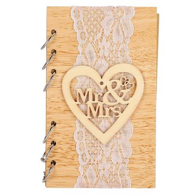JAOCDOEN Wooden Guest Book for Wedding, Modern Rustic Memory Notebook, Basswood Keepsake with Hanging Ornaments, Pendant Craft, Decorative Accessory (Style 2 (Supplier Specification: