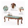 Bedside Bench Natural Solid Wood Upholstered Bench - Velvet Cushions - Functional Seating for Bedroom, Living Room, Hallway, Entryway, Foyer Bed Ends End of Bed Bench(Blue,120*53*47cm) view 4