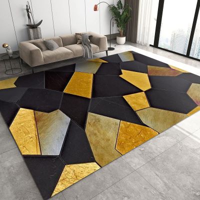 3x4 Rugs for Entryway Retro Black Gold Marble Low Pile Area Rug, Modern Relief Geometric Irregular Kids Bedroom Rug Soft for Coffee Shop Living Room Under Table Game Room