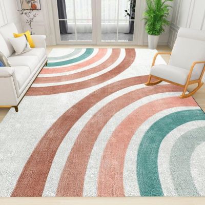 2x4 Runner Rug Nordic Abstract Rainbow Stripes Art Rugs for Entryway, Retro Medieval Bohemian Geometric Line Washable Kitchen Rugs Soft Non Slip Anti Fatigue for Sink Laundry Indoor Hallways