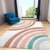 2x4 Runner Rug Nordic Abstract Rainbow Stripes Art Rugs for Entryway, Retro Medieval Bohemian Geometric Line Washable Kitchen Rugs Soft Non Slip Anti Fatigue for Sink Laundry Indoor Hallways view 2
