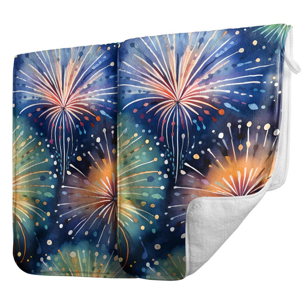 GAIIIIYOU Fireworks Hand Towels for Bathroom Abstract Painting Kitchen Towel Decorative Microfiber Guest Towel Set of 2