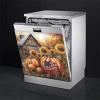 American Flag Pumpkin Sunflower Magnet Sticker Dishwasher Cover for Front Door,Retro House Kitchen Refrigerator Magnetic Cover, Dishwasher Covers Decorative (23 x 26 Inches) view 3