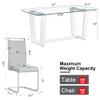 MUUOKY 63" Glass Dining Table Set for 6, Dinner Table Set for 6, Glass Top Dining Room Table and 6 PU Leather Chairs, Rectangle White Table and Chair Set for 6 Suitable Kitchen Dining Room view 2