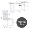 63 Glass Dining Table Set for 4, Modern Dining Table Set for 4, Glass Top Dining Room Table and 4 PU Leather Chairs, Rectangle White Table and Chair Set for 4 Suitable Dining Room, Kitchen view 3