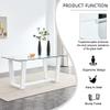 63 Glass Dining Table Set for 4, Modern Dining Table Set for 4, Glass Top Dining Room Table and 4 PU Leather Chairs, Rectangle White Table and Chair Set for 4 Suitable Dining Room, Kitchen view 4