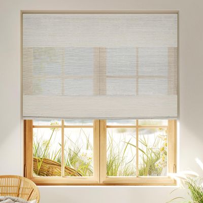 HOTSOON Cordless Roman Shades Natural Fabric Roman Window Shades Sun Light Filtering Window Treatment UV Protection Roman Blinds for Windows, Easy to Install, SZ-Light Filtering-White, 61" W x 56" H