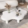 Cloud Coffee Table for Living Room, Solid Wood Irregular Shaped Cream Coffee Table, Cute Round Corner End Table, Modern Cocktail Table(39.4" Lx27.5 Wx16 H, White) view 1