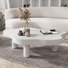 Cloud Coffee Table for Living Room, Solid Wood Irregular Shaped Cream Coffee Table, Cute Round Corner End Table, Modern Cocktail Table(39.4" Lx27.5 Wx16 H, White) view 3