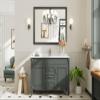Briivue 48x36 Inch Black Bathroom Mirror for Wall, Thick Metal Framed Rectangle Mirrors for Over Sink, Bedroom, Living Room, Entryway, Anti-Rust, HD Tempered Glass view 3
