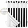 EwdeWwo No Hook Striped Shower Curtain With Snap-in Liner, Black and White for Bathroom, Waterproof Vertical Stripe Bath With See-Through Mesh Top Window, 36" x 78" view 2