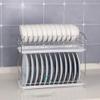 Dish Drainer Rack,Plate Rack, Drain Rack Drying Racks Dish Drainer Rack Kitchen Drain Rack Household Double-Layer Bowl Rack Cup Holder Cutter Storage Tray Chopstick Rack/Silver-A/40 * 30 * 19.5Cm(Silv view 2