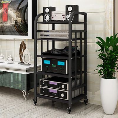 YLQFGUVWK 5-Tier Removable Media Stand Audio/Video Stand CD Player Stand Stereo Component Storage Cabinet with Height Adjustable Wooden Shelf for Home/Office/Theater(Style 2)