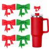 6 Pcs Bow for Stanley Straw Topper, Cute Silicone Cup Straw Toppers Covers Reusable Cap Covers Cap 0.4 In/10mm for Stanley 30&40 Oz Tumbler Accessories(Red & Green) view 1