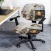 AMZRicher Farmhouse Christmas Office Chair Cover Stretchable Computer Chair Seat Cover Backrest Slipcovers, Xmas Santa Snowflake Stretchable Rotating Desk Chair Seat Cushion Split Protectors view 3