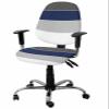 Black Grey Navy Blue Striped Office Chair Cover Stretchable Computer Chair Seat Cover Backrest Slipcovers, Geometric Horizontal Simple Lines Rotating Desk Chair Seat Cushion Split Protectors view 1