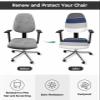 Black Grey Navy Blue Striped Office Chair Cover Stretchable Computer Chair Seat Cover Backrest Slipcovers, Geometric Horizontal Simple Lines Rotating Desk Chair Seat Cushion Split Protectors view 2