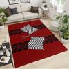 3x4 Modern Race Themed Red Geometric Washable Rug, Black White Checkered Flag Area Rug, Anti-Slip Foldable Non-Shedding Mat for Living Room Bedroom Entryway Hallway Office Gaming Room Boy Room view 2