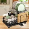 D-GROEE 2 Tier Dish Drying Rack with Drainboard Set, Dish Strainer Shelf with Cup-HolderLarge Stainless Rustproof Strong Load Dish Drainers for Kitchen CounterIdeal for Dish/Knifes/Cup/Cutting view 3