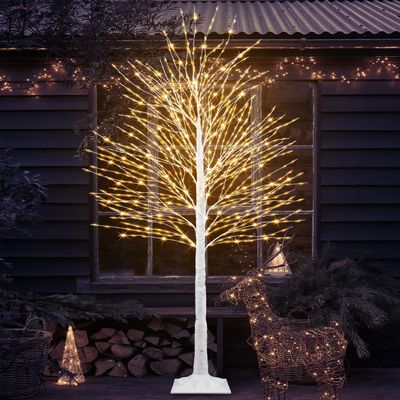 Miyukyee 1224 LED Lighted Birch Tree, 7 FT White Christmas Tree