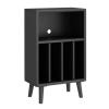LYXWGRZD Solid Wood Media Stand, High Capacity Media Storage Cabinet, Audio Rack with Vertical Storage, TV Stand with Back Hole, Stable Load-Bearing(Black) view 1
