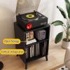 LYXWGRZD Solid Wood Media Stand, High Capacity Media Storage Cabinet, Audio Rack with Vertical Storage, TV Stand with Back Hole, Stable Load-Bearing(Black) view 4