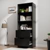 Housoul Bookcase with 2 Drawers, 63" 3-Tier Bookshelf with Storage, 3 Shelf Book Shelf with Adjustable Shelf, Modern Bookshelf, Open Shelves Bookcase for Study, Bedroom & Home Office, Black view 3