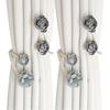 BDHRKTE Boho Flower Curtain tie Backs Handmade Curtains tiebacks Curtain Holder Tie Backs for Curtains Braided,Cute Flower Curtain Ties Decorative Rope for Bedroom Window Treatment (Gray) view 1