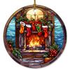 Elegant Stained Glass Ceramic Christmas Ornament for Fireplace Mantle and Tree Decor view 1